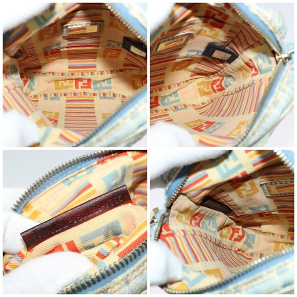 FENDI Zucca Canvas Shoulder Bag Denim Light Blue Gold Auth 140722 - Picture 15 of 16